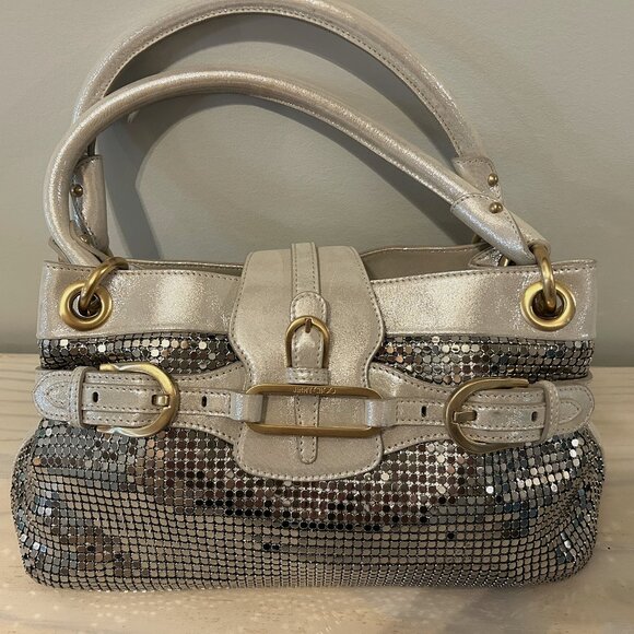JIMMY CHOO- Vintage Handbag – Mirrored Bottom & Pearl White Leather Straps - Picture 1 of 9